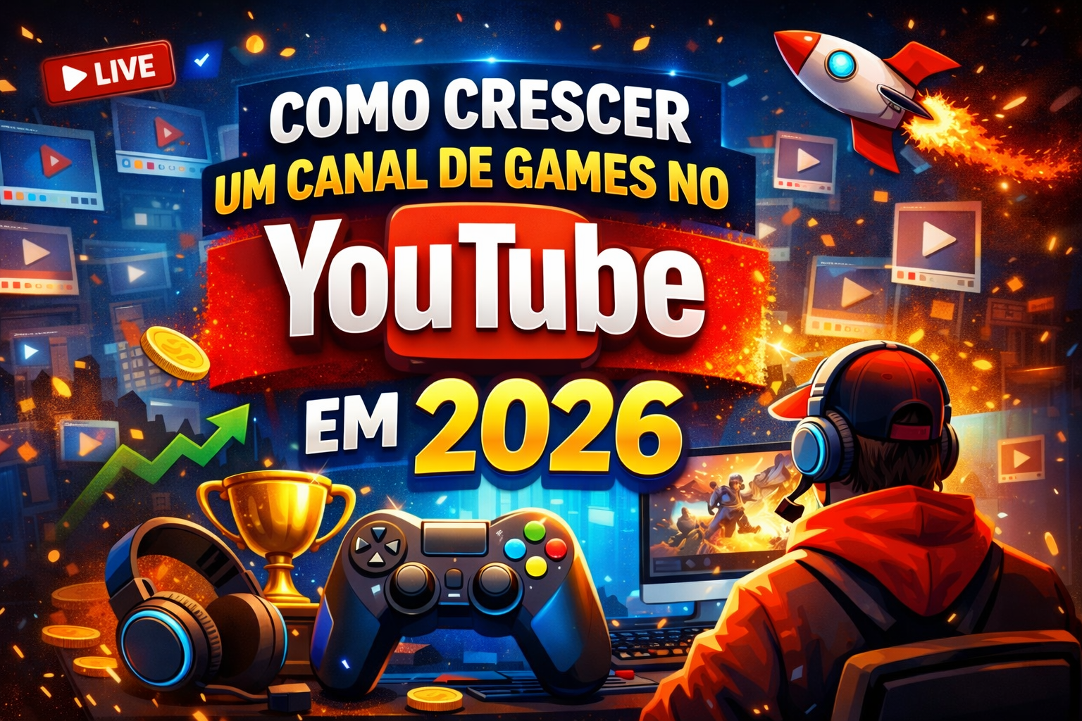 Como Crescer um Canal de Games no YouTube em 2026: 18 Dicas!